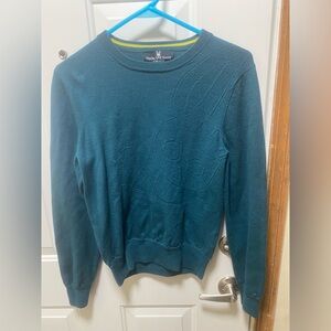 Psycho Bunny Teal 100% Merino Wool Crewneck Y2K Preppy Sweater (Size XS)